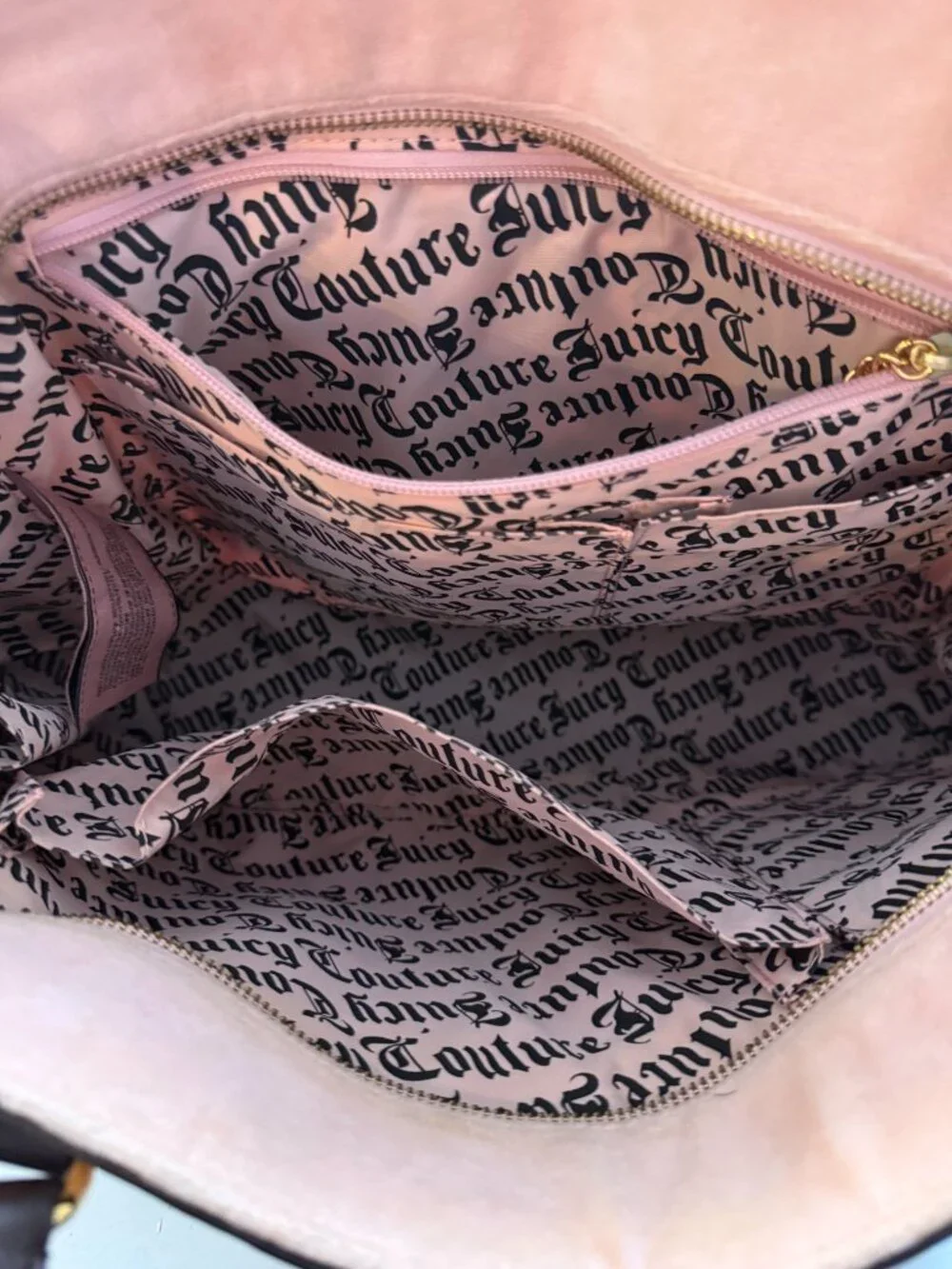 Juicy Couture Velour Embroided Pink Baby Diaper Bag - Picture 9 of 15